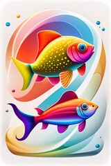 ai generator, artificial intelligence, neural network image. colorful sea fish on a white background. abstraction