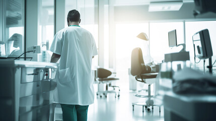 Obraz premium Doctor in modern clinic, generative ai