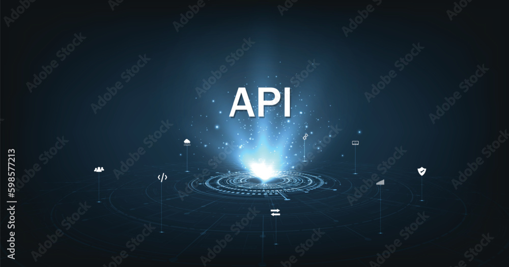 Poster application programming interface (api) concept. software development tools, information technology,
