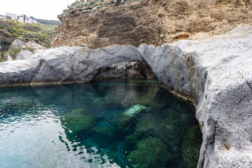 Fototapeta na wymiar natural pools in Cala Feola on the island of Ponza. Ponziane or Pontine Islands archipelago, Lazio, Italy