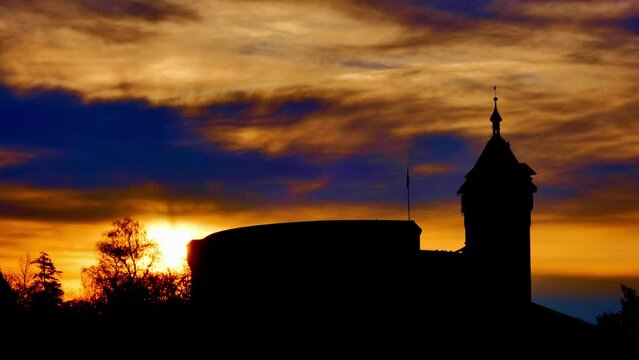 The Munot Castle of Schaffhausen in Sunrise in Switzerland.