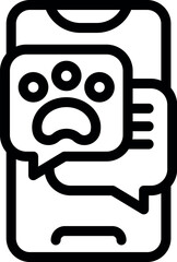 Pet restaurant phone chat icon outline vector. Animal friend. Table cafe