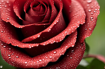 Red rose in the rain. Generative AI.