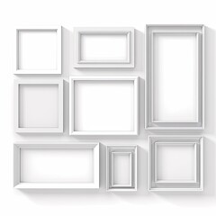  Gallery wall photo frame set with various sizes isolated on a white background, generative ai