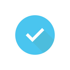 Tick vector flat icon in blue circle