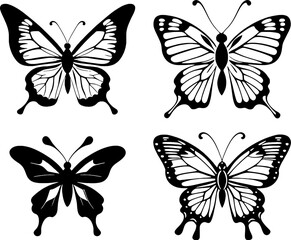 Obraz premium butterfly logo stencil vector simple black white illustration insect