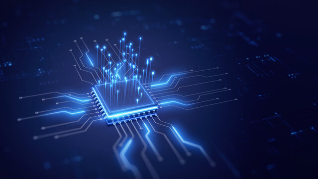 Central Computer Processor CPU, Quantum computer, data processing concept