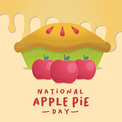 national apple pie day vector design for celebration. national apple pie day design template. apple pie with colorful design vector. apple and pie vector design. 