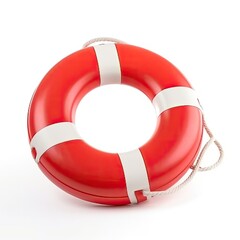  Red lifeguard buoy isolated on a white background, generative ai