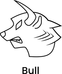 illustration of angry bull head. line art style. simple, minimal, sketch concept. used for logo, icon, symbol, mascot. PNG background