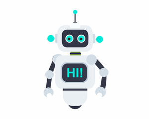 Fototapeta premium Online communication with chat bot concept of Chatbot robot providing online assistance. Chat GPT