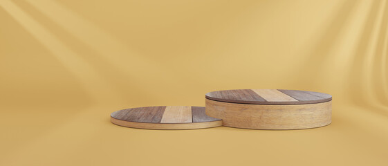 Wood Podium empty space for display product, award and Other. 3D rendering