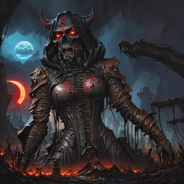 The Devil Woman Rising From Hell During Apokalypse - Generative A.I. Art 