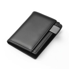  RFID - blocking cardholder wallet with a money clip isolated on a white background, generative ai