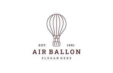 Air ballon logo vector icon illustration hipster vintage retro .