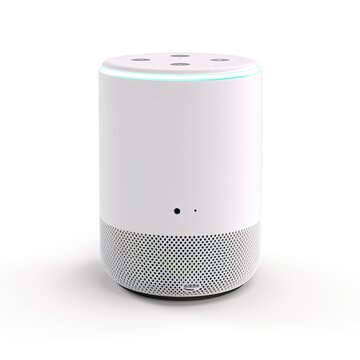  Smart speaker with voice assistant isolated on a white background, generative ai