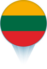 Map pointer with flag of Lithuania.