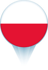 Map pointer with flag of Poland.