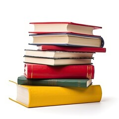  Stack of academic books isolated on a white background, generative ai