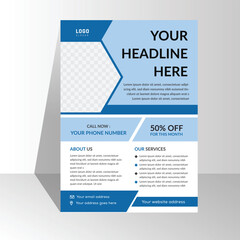 Corporate business flyer template design with blue color. Flyer design for business, a4 size half page one side Corporate flyer design in blue color for business purpose