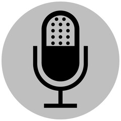 Microphone black color icon with gray circle simple flat style shape. Trendy un muted mic illustration for web, app, mobile, game, UI, logo. Audio, sound record pictogram with isolated background.