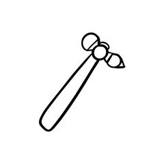 Vector sketch hand drawn hammer silhouette, line art with black lines
