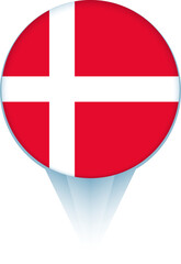 Map pointer with flag of Denmark.