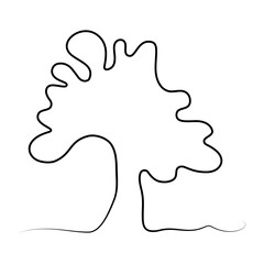 Vector.Tree.LineArt.Abstraction.Nature.White Background.Line.Web Design.Social Networks.Print for Textile.Logo.Element for Design.Big.Mighty.Old.Evergreen.Leaves.Crown.Landscape.Oxygen.Life. 