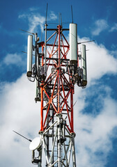 Telecommunication. Repeater base station. Concept of technology