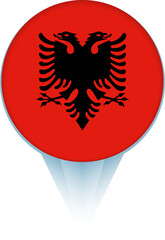Fototapeta premium Map pointer with flag of Albania.