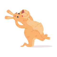 Naklejka premium Funny Kangaroo Marsupial Animal Standing on Muscular Tail Vector Illustration