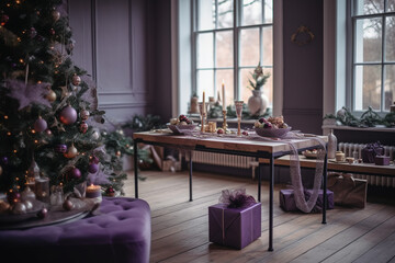Fototapeta na wymiar Beautiful Christmas interior. Generative ai