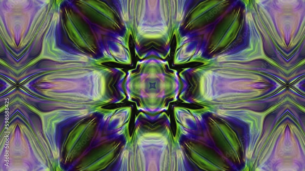 Poster kaleidoscope with colorful and flower patterns. - loop animation