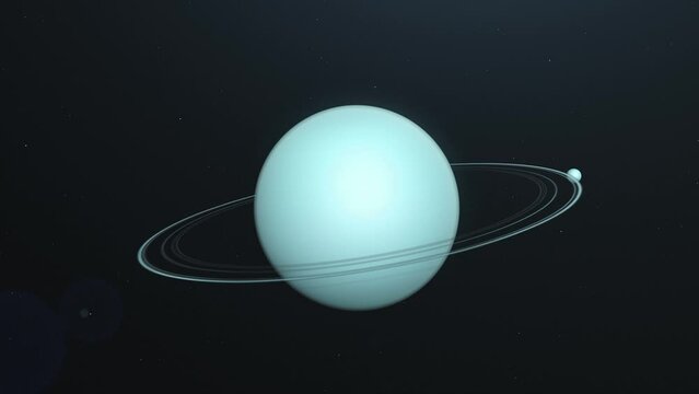Orbit around Uranus, Seventh Planet of the solar system in Outer-Space