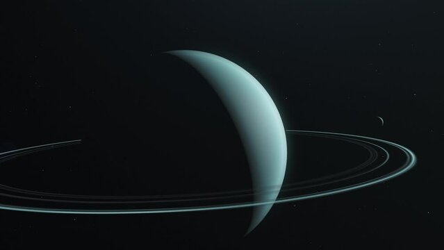 Uranus Planet in Outer-space in the Solar System - Zoom out, Orbit