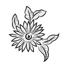 Hand drawn floral doodle background. Flat design abstract leaves design for greeting card invitation