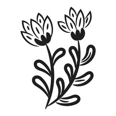 Hand drawn floral doodle background. Flat design abstract leaves design for greeting card invitation