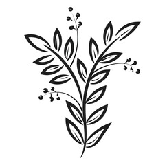 Hand drawn floral doodle background. Flat design abstract leaves design for greeting card invitation