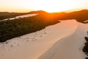 Fototapeta na wymiar Sunset over the dunes of Moreton Island Desert
