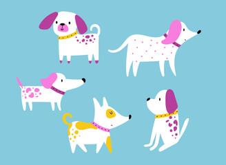Vector set of funny dogs