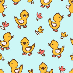 Cute baby duck cartoon background