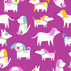Vector background of funny dogs - 598589869