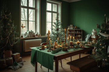 Beautiful Christmas interior. Generative ai