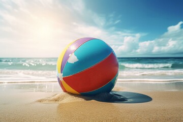 3D beach ball travel & holiday graphic. Generative AI
