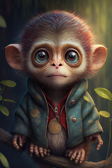 cute monkey baby with a outfit. 