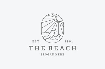 The beach logo vector icon illustration hipster vintage retro .