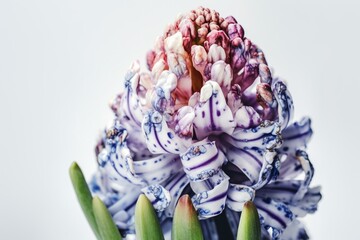 A white background holds a tropical hyacinth flower painted in watercolor. Generative AI