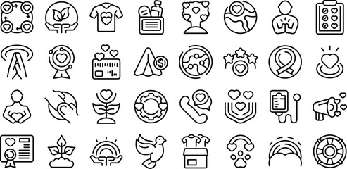 Hope icons set outline vector. Happy youth. People future