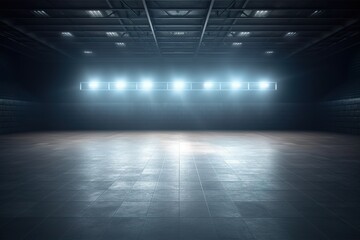 empty dark room stage spotlights background Generative AI