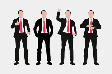 Corporate man vector silhouette A cartoon of a man in a suit with a red tie.